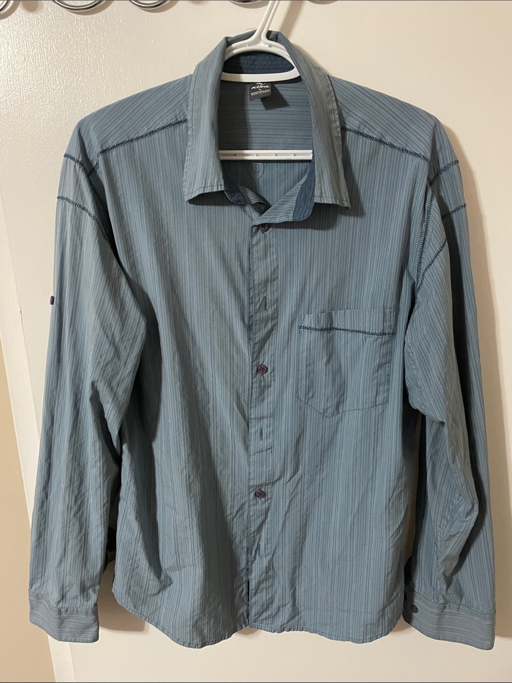 Kuhl Blue Striped Button-Down Shirt Size Large